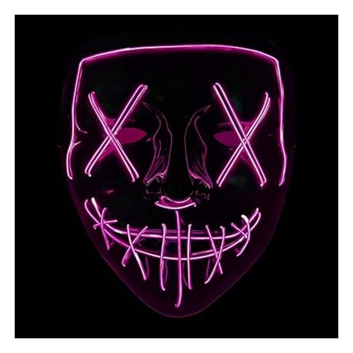 PACK2 ROSTRO LUMINOSO FUCSIA PARA HALLOWEEN CON LED NEON Y+PAPEL REGALO - 5