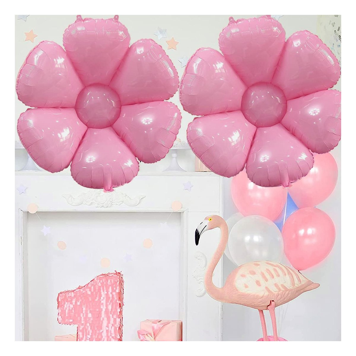 PACK6 SERIE FLOR 23CM SET 2 ROSADO PARA DECORACION Y+REGALO STICKER - 5