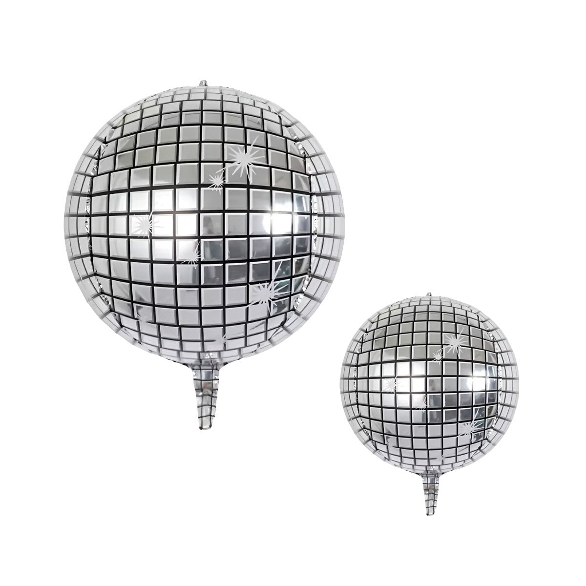 PACK6 GLOBO BOLA DISCO 4D 25CM PLATEADO SET 2 CUADROS Y+REGALO STICKER - 2