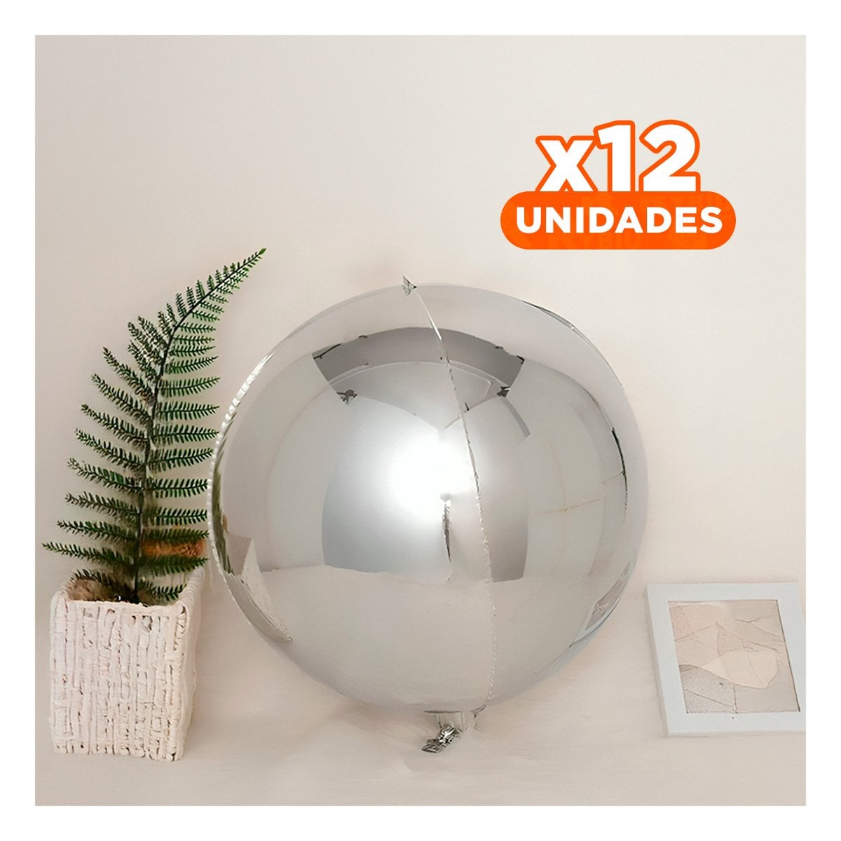 PACK12 COLECCIONABLE 4D 45CM SET 2 PLATEADO LISO DECORACION - 1
