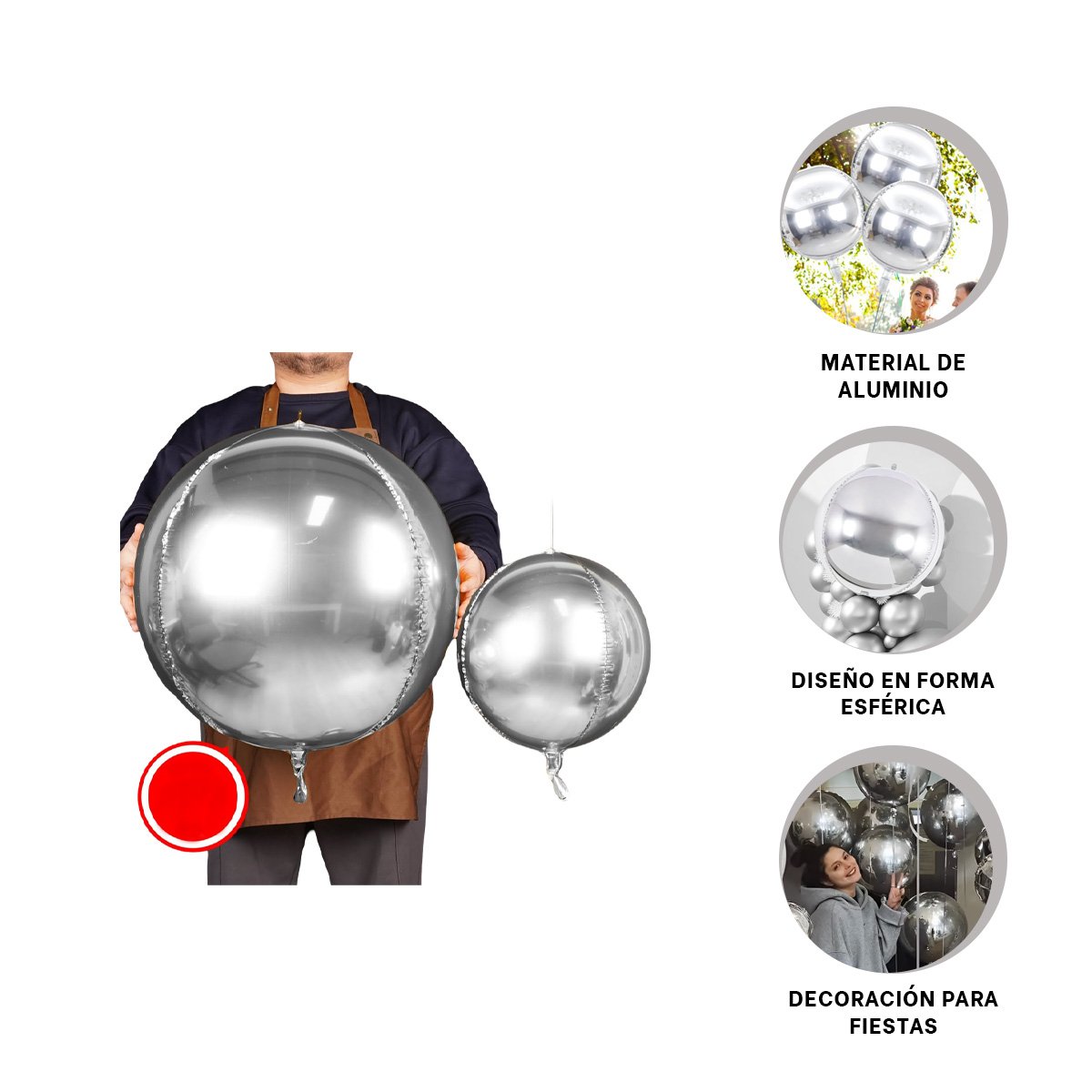KIT 4D 45CM 2 PIEZAS PLATEADO LISO DECORACION EN CASA - 3