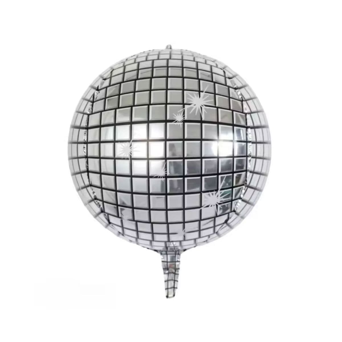 BURBUJA 4D PLATEADO 45CM DISCO CUADROS NEGROS SET 2 Y+PAPEL REGALO - 1