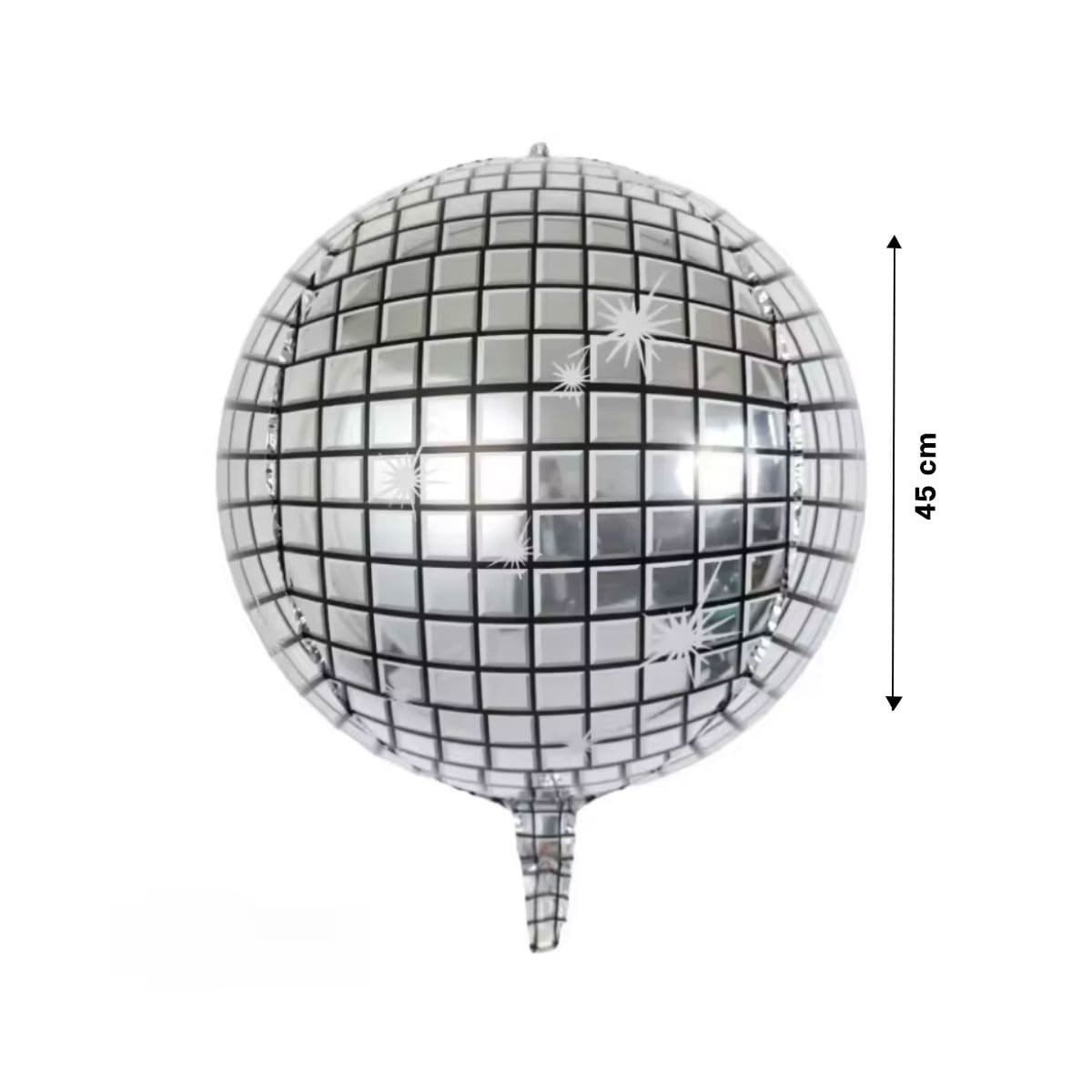 BURBUJA 4D PLATEADO 45CM DISCO CUADROS NEGROS SET 2 Y+PAPEL REGALO - 4