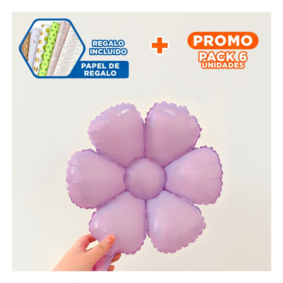 PACK6 LINEA FLOR 23CM SET 2 MORADO PARA FIESTA Y+PAPEL REGALO - 1
