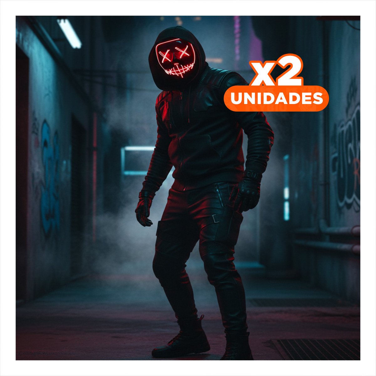 PACK2 CUBIERTA LUMINOSA ROJO PARA HALLOWEEN CON LED NEON Y+REGALO STICKER - 1