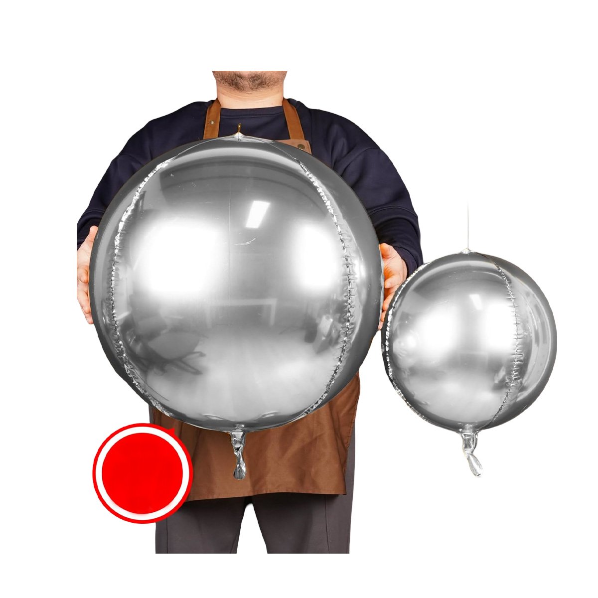 PACK6 SERIE 4D 45CM SET 2 PLATEADO LISO DECORACION HOGAR Y+REGALO STICKER - 2