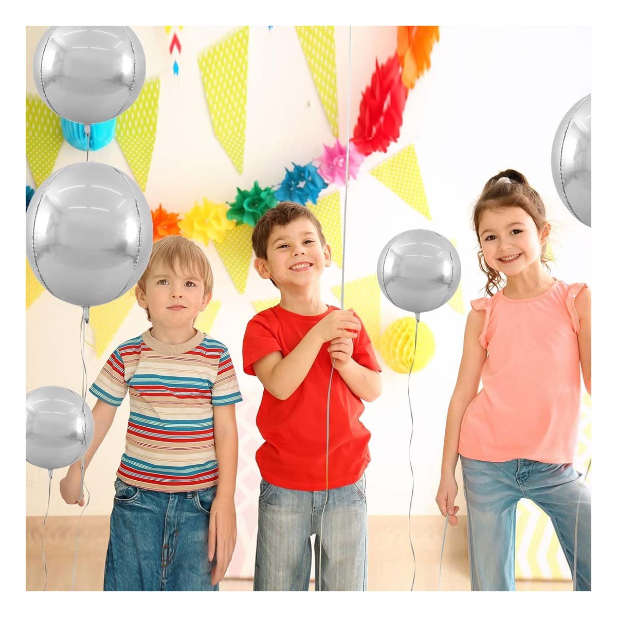 PACK2 PROPUESTA 4D 45CM SET 2 PLATEADO LISO DECORACION - 3