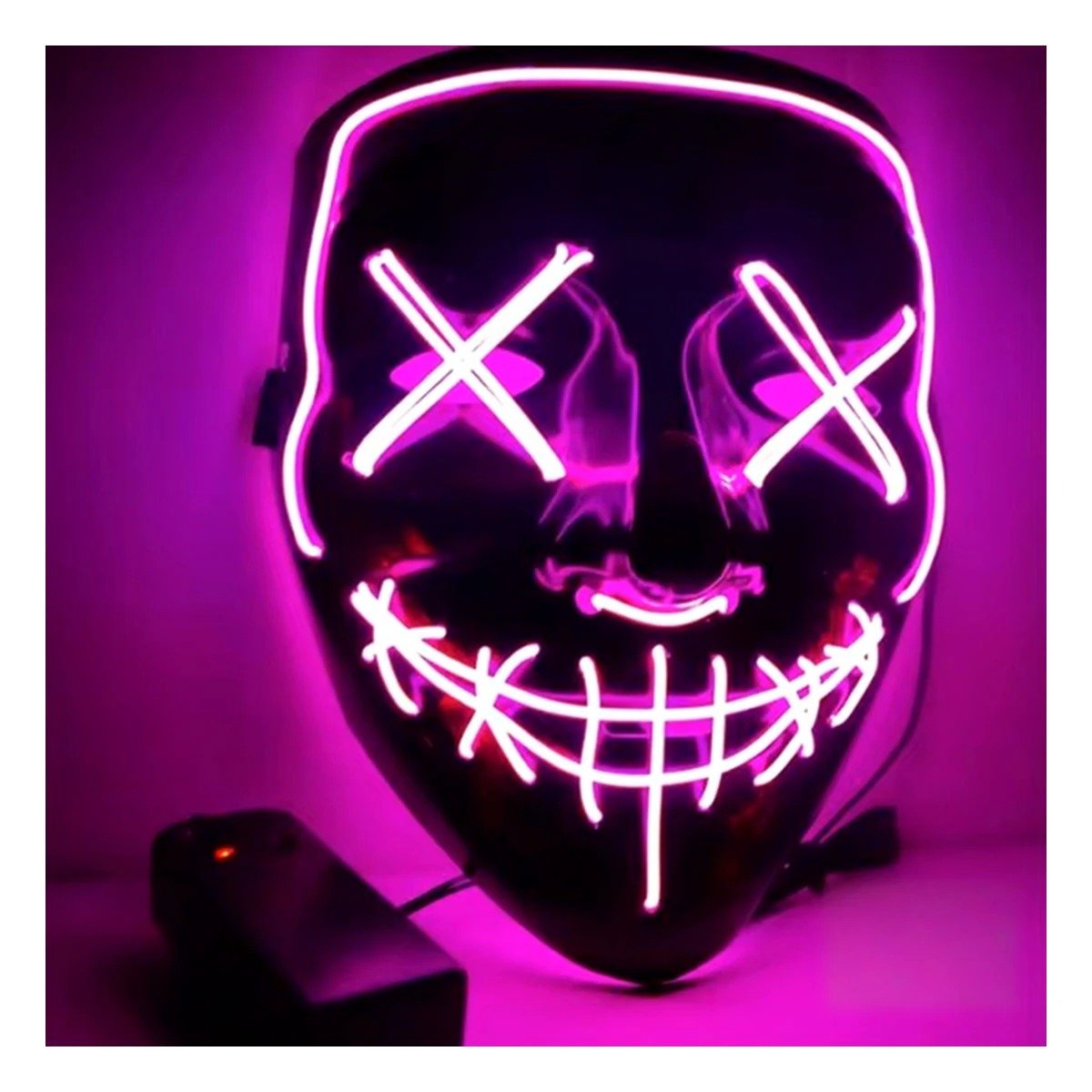 PACK2 ANTIFAZ LUMINOSO FUCSIA PARA HALLOWEEN CON LED NEON - 2