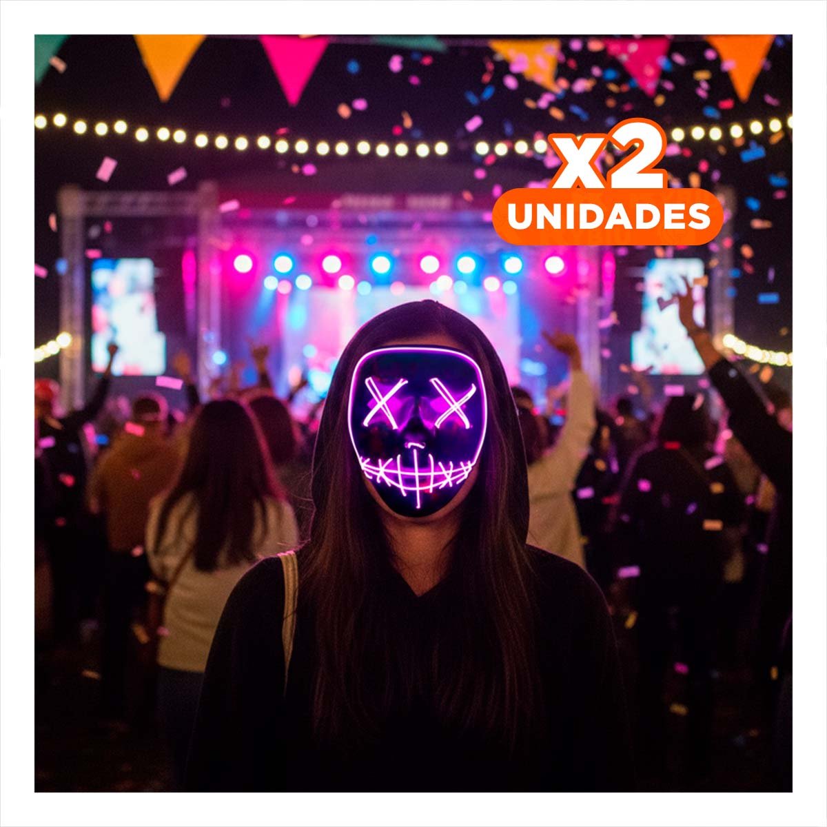 PACK2 CUBIERTA LUMINOSA MORADO PARA HALLOWEEN CON LED NEON Y+REGALO STICKER - 1