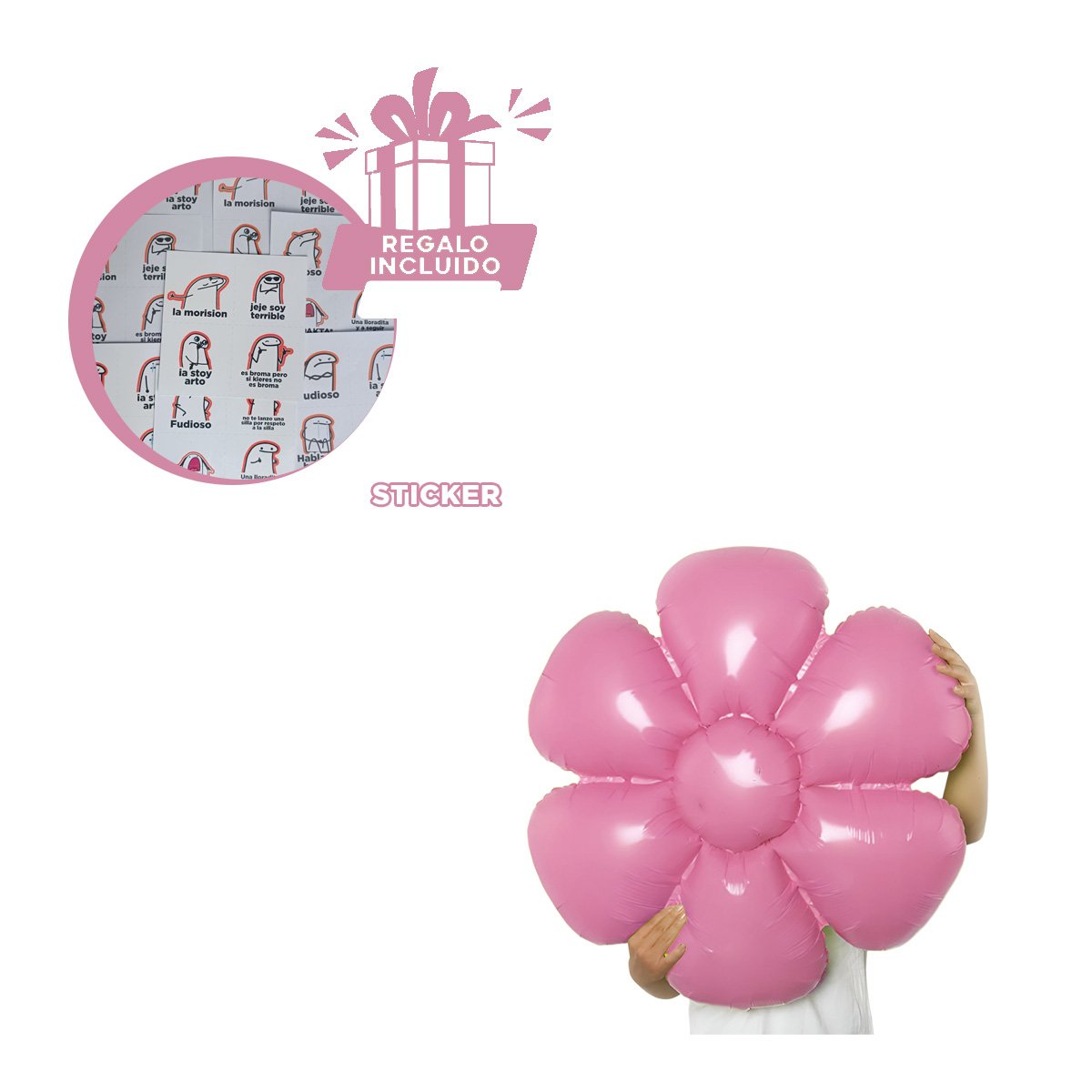 COLECCION FLOR 23CM SET 2 ROSADO PARA HOGAR Y+REGALO STICKER - 1