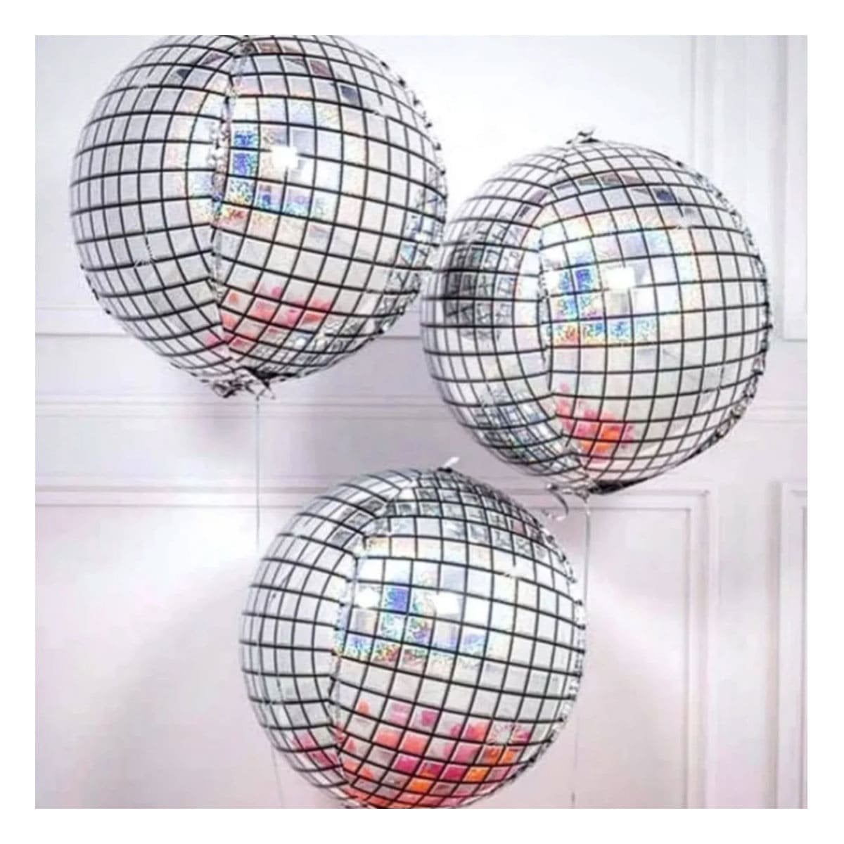PACK6 ORBE DECORACION 4D 45CM DISCO PLATEADO SET 2 Y+PAPEL REGALO - 2