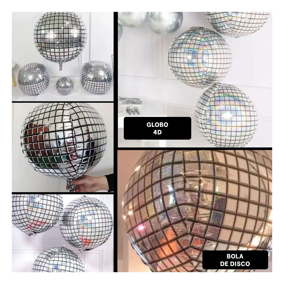 PACK6 ORBE DECORACION 4D 45CM DISCO PLATEADO SET 2 Y+PAPEL REGALO - 3