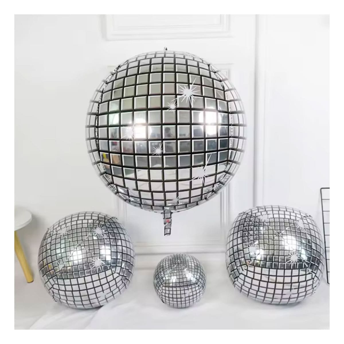 PACK6 ORBE DECORACION 4D 45CM DISCO PLATEADO SET 2 Y+PAPEL REGALO - 5