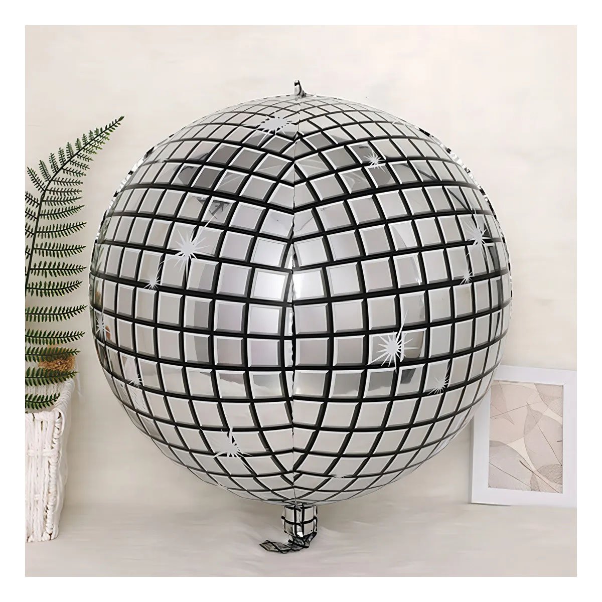 PACK4 BALON DECORACION 4D 25CM DISCO PLATEADO SET 2 Y+PAPEL REGALO - 5