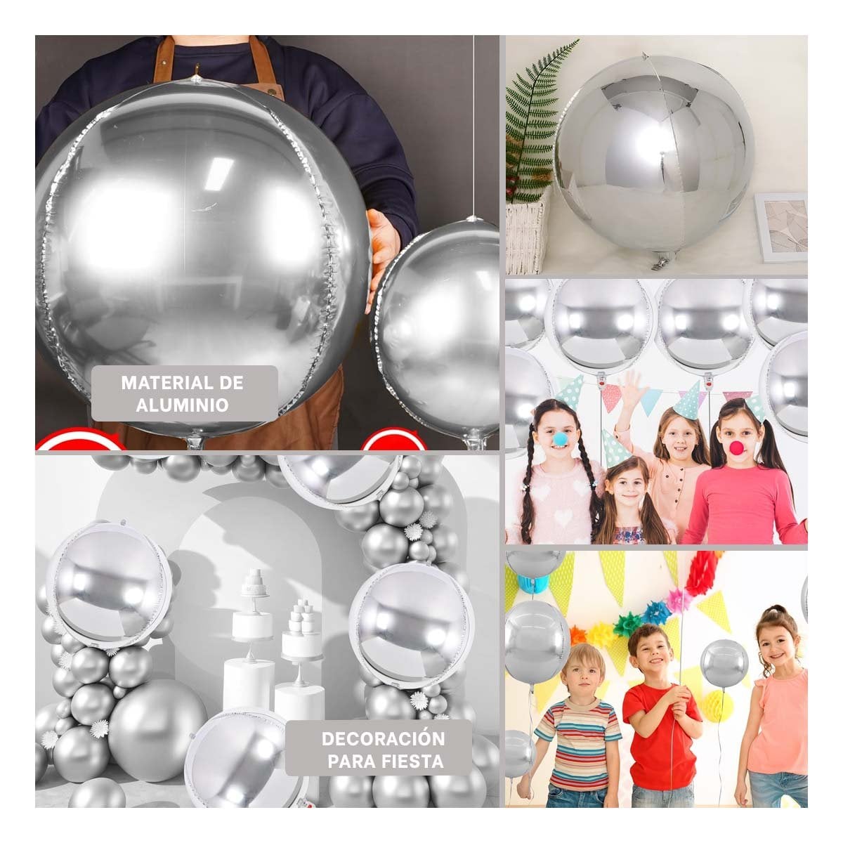 VERSION 4D 45CM SET 2 PLATEADO LISO DECORACION FESTIVA Y+POST IT - 1