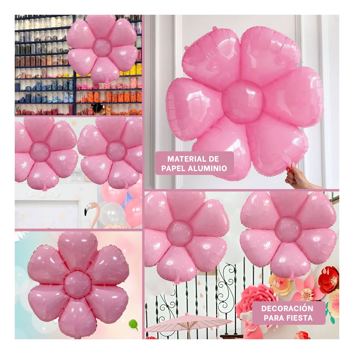 PACK2 OPCION FLOR 23CM SET 2 ROSADO PARA CASA Y+PAPEL REGALO - 3