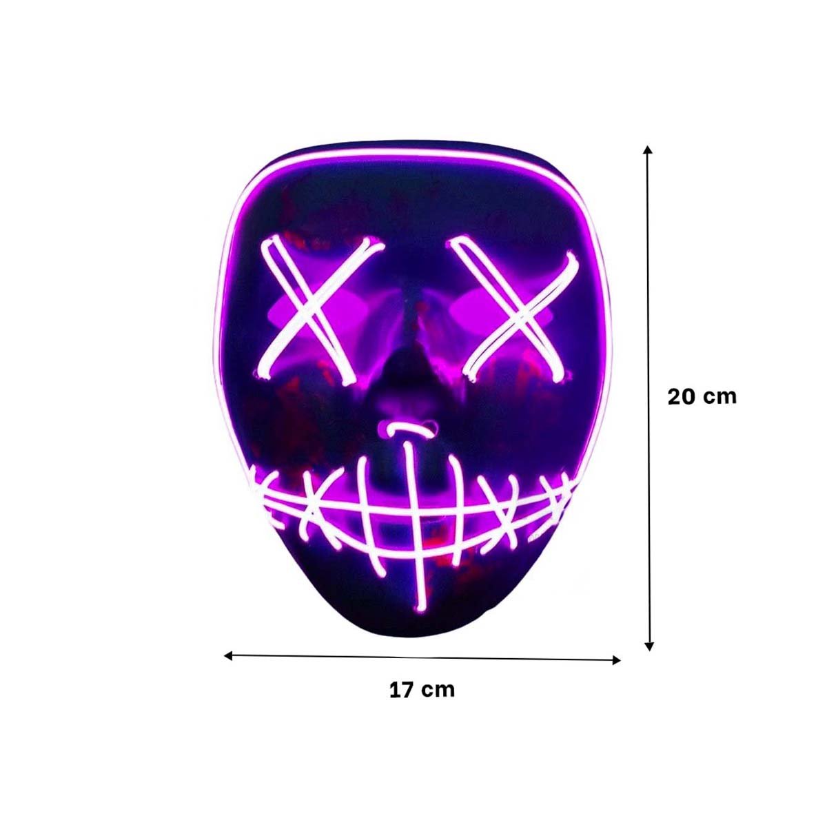 PACK2 ANTIFAZ LUMINOSO MORADO PARA HALLOWEEN CON LED NEON - 4