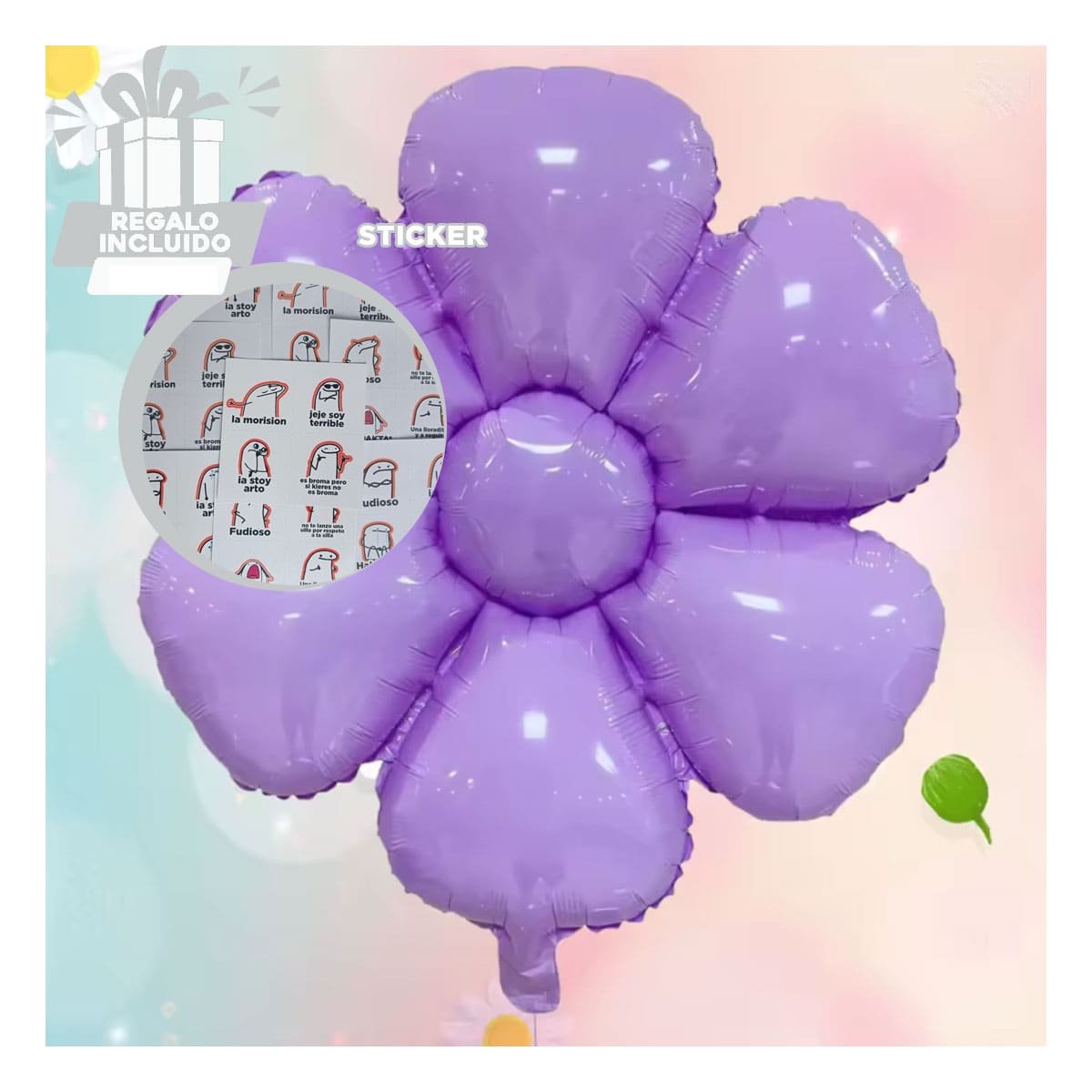 COLECCION FLOR 23CM SET 2 MORADO PARA HOGAR Y+REGALO STICKER - 1