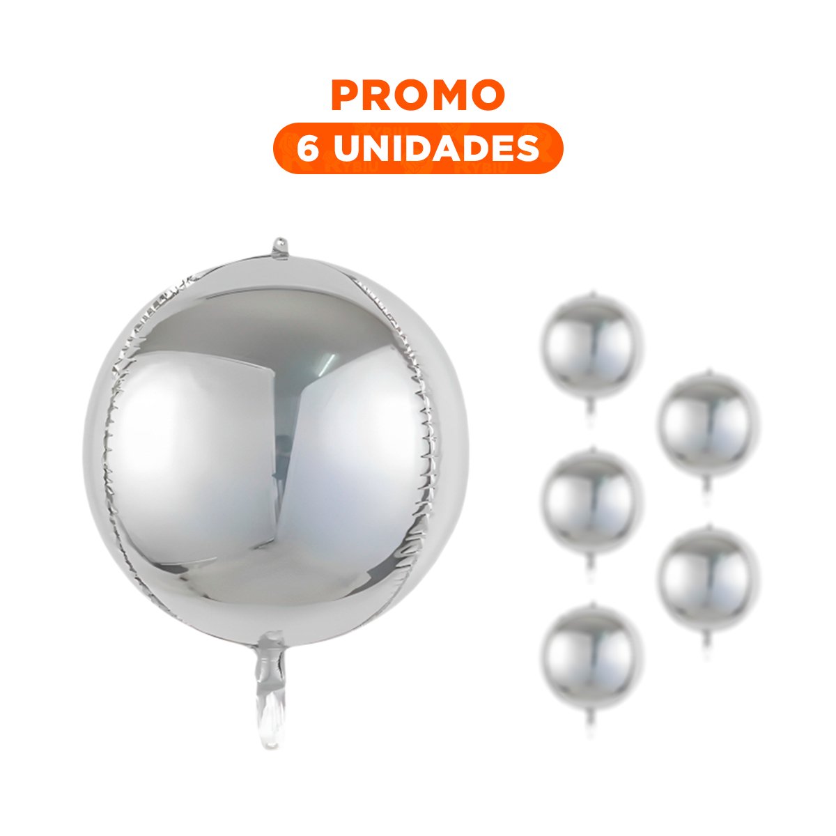 PACK6 PRESENTACION 4D 25CM SET 2 PLATEADO LISO DECORACION - 1