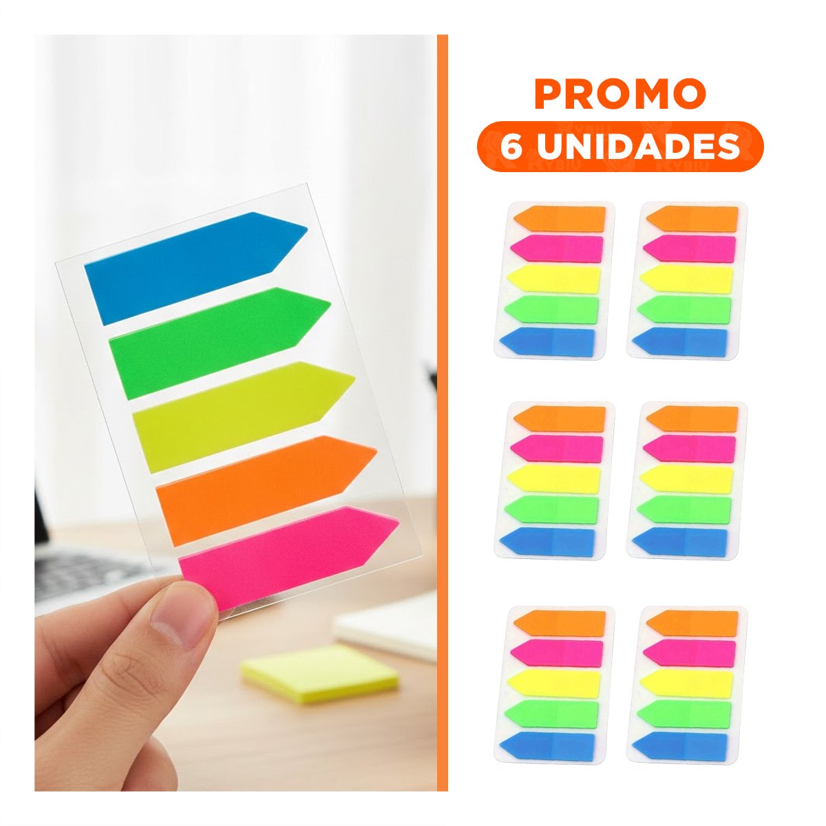 PACK6 ARTICULOS POST IT ADHESIVOS 5 PIEZAS MULTICOLOR FLECHA - 1
