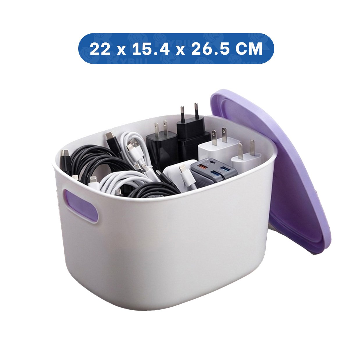 PACK6 RECIPIENTE DE ALMACENAMIENTO COLOR LILA Y BLANCO 26.5X22X15.4 CM Y+REGALO STICKER - 4