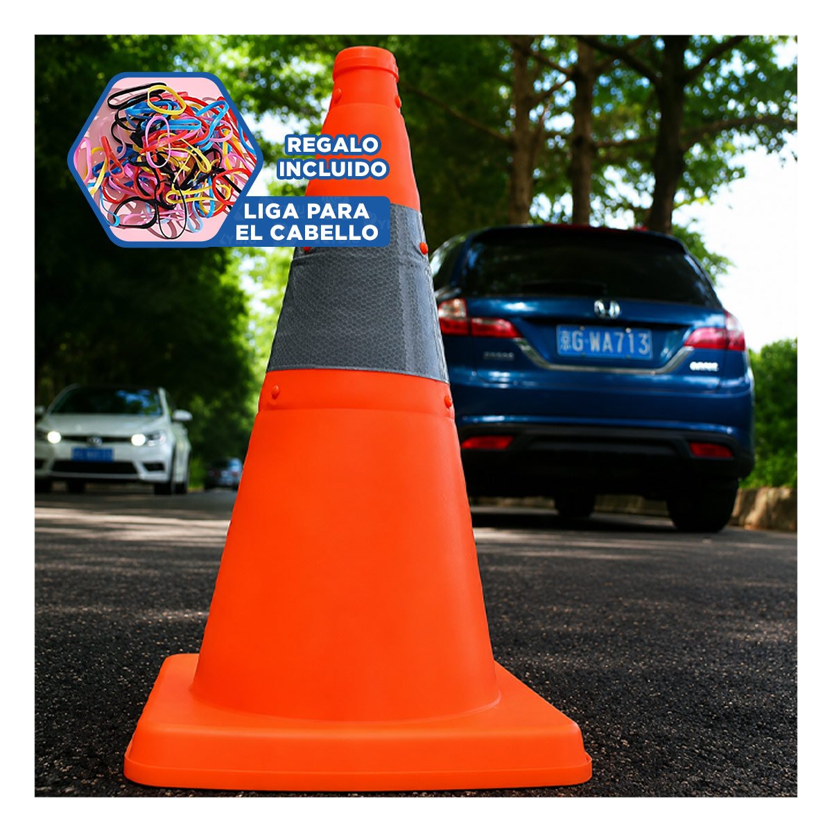 MARCADOR PREVENTIVO NARANJA 45 CM PARA SENALIZACION TEMPORAL Y+LIGAS REGALO - 2