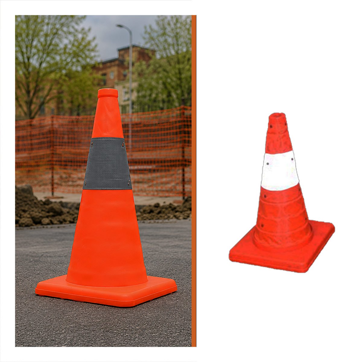 MARCADOR PREVENTIVO NARANJA 45 CM PARA SENALIZACION TEMPORAL Y+LIGAS REGALO - 5