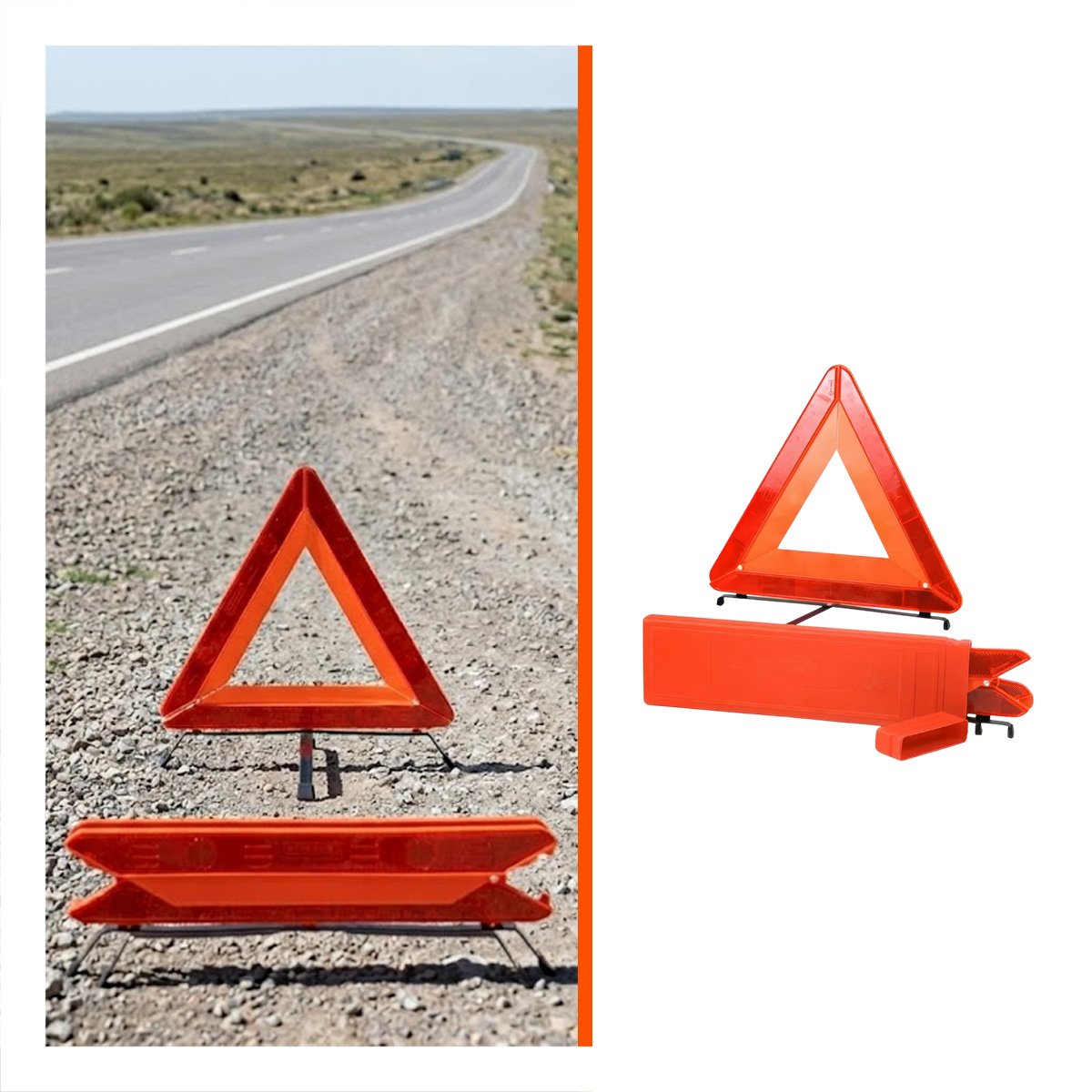 TRIANGULO PORTATIL PARA VEHICULOS COLOR NARANJA 40 CM DE SEGURIDAD Y+POST IT - 5