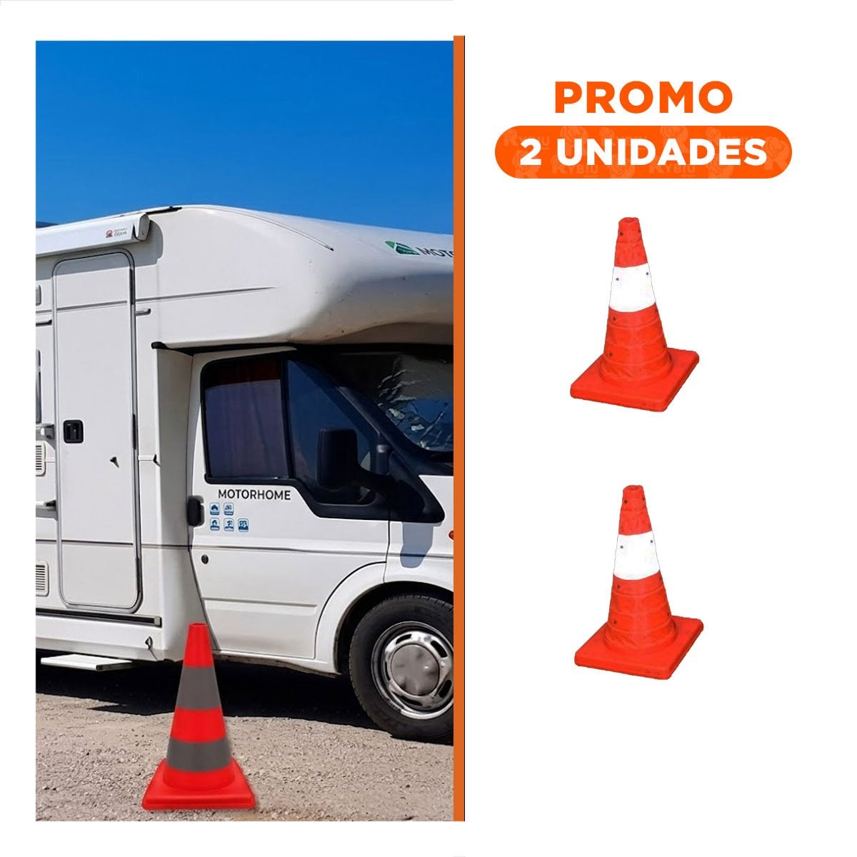 PACK2 MARCADOR DE SEGURIDAD COLOR NARANJA 45 CM PARA USO VIAL Y+REGALO STICKER - 1