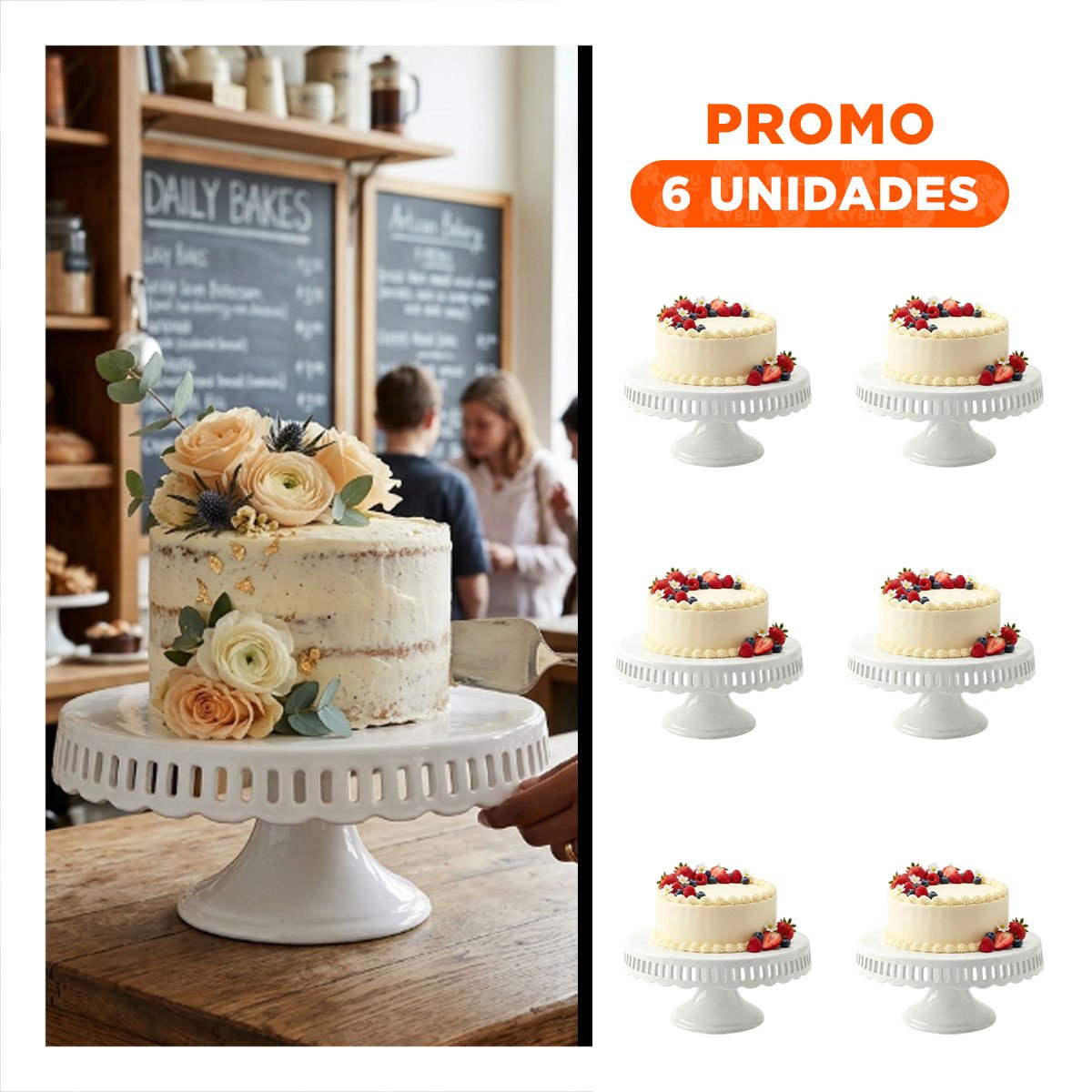 PACK6 SOPORTE RAYITAS PARA REPOSTERIA CERAMICA BLANCO 30 CM PARA HOGAR Y+REGALO STICKER - 1