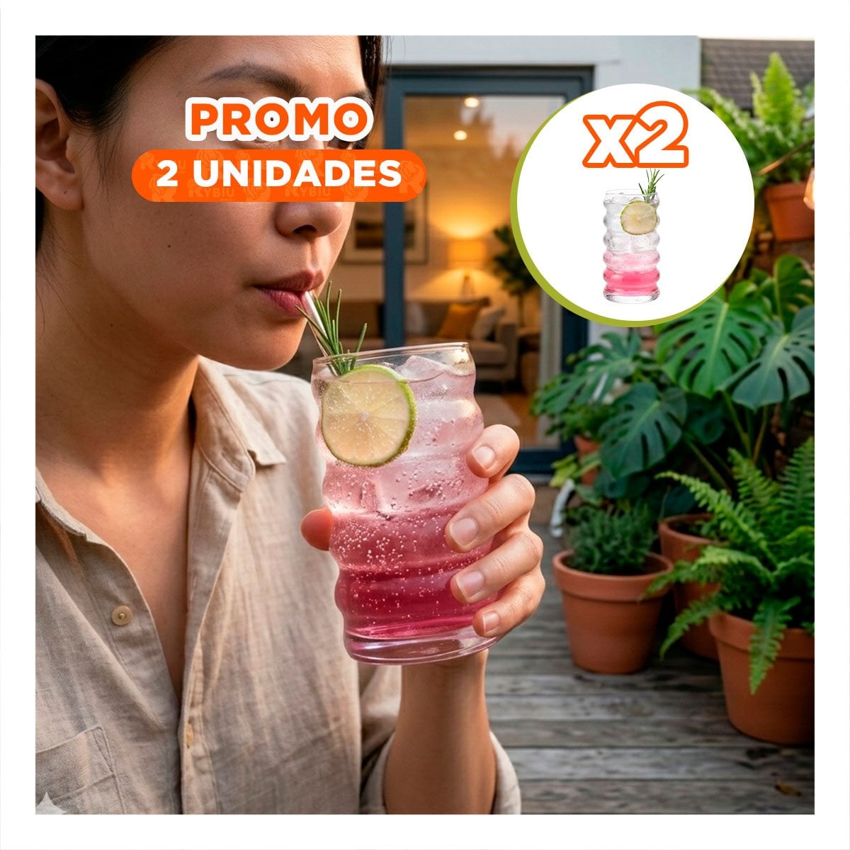 PACK2 TAZA DE CRISTAL TRANSPARENTE ESTILO 6 CURVAS PARA BEBIDAS CALIENTES Y+PAPEL REGALO - 1