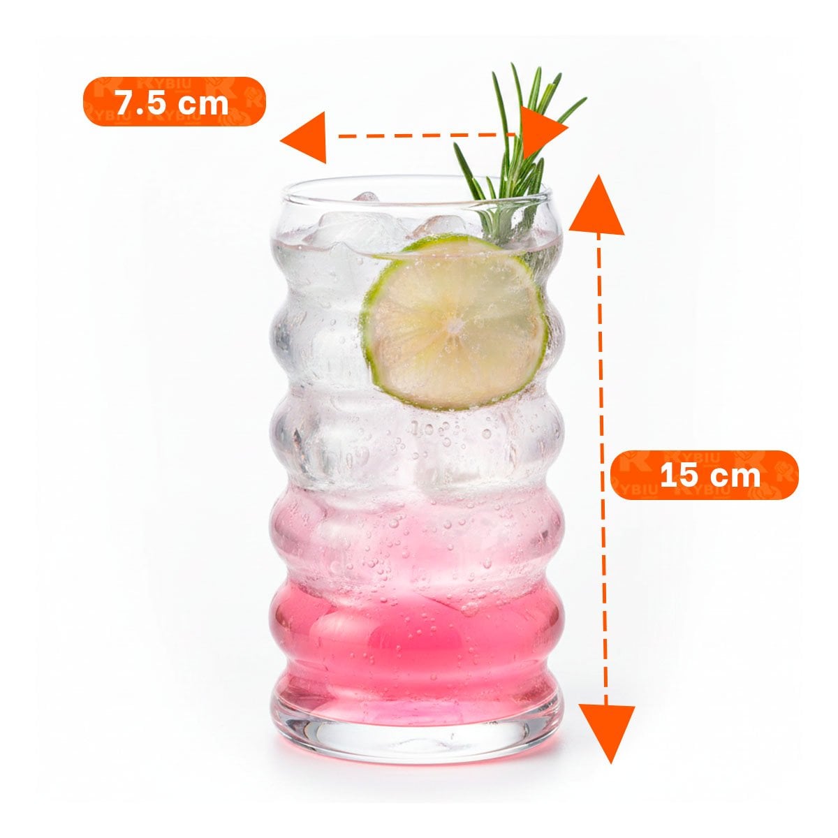 VASO ALTO TRANSPARENTE DE VIDRIO ESTILO 6 CURVAS PARA USO DIARIO EN MESA Y+POST IT - 4
