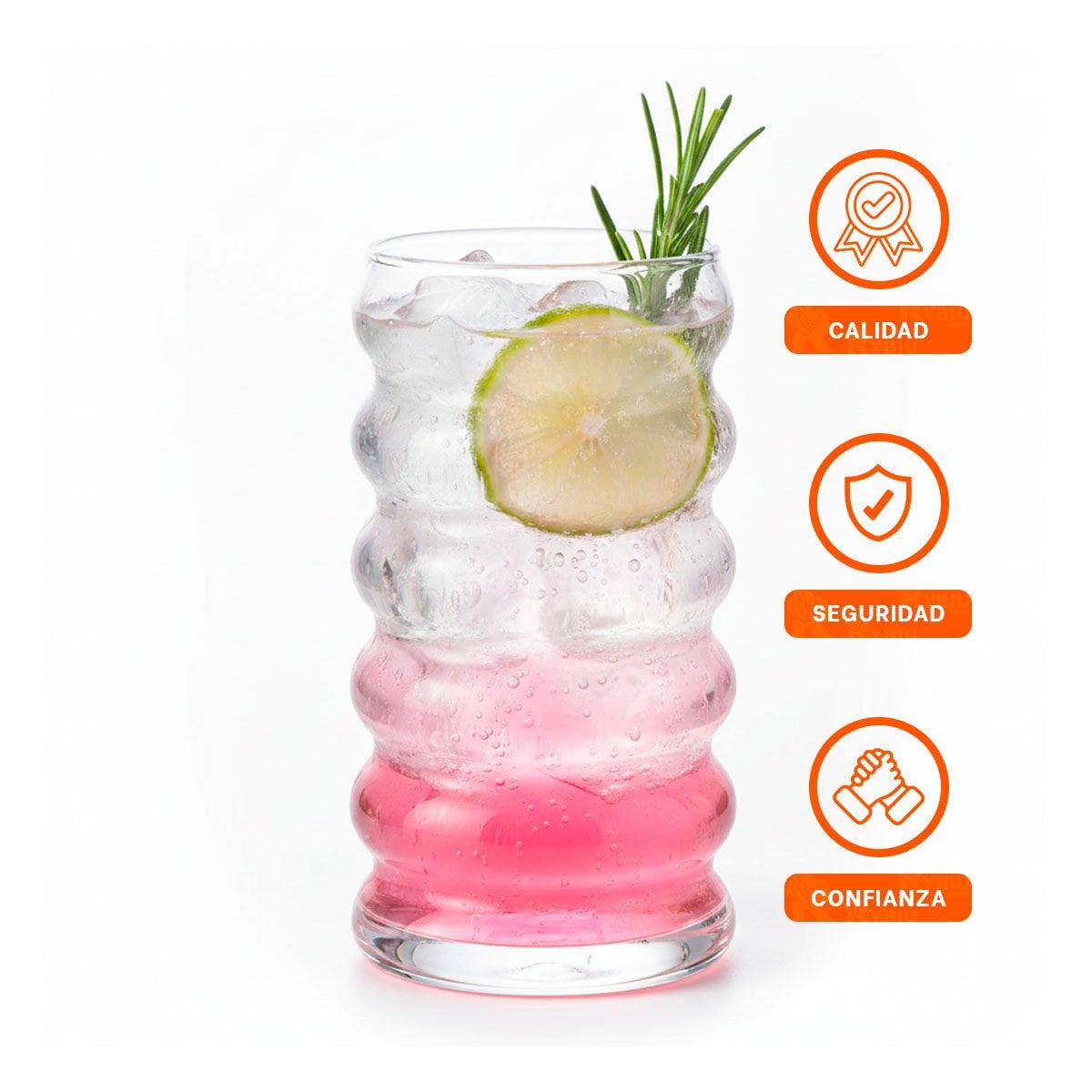 VASO ALTO TRANSPARENTE DE VIDRIO ESTILO 6 CURVAS PARA USO DIARIO EN MESA Y+POST IT - 5