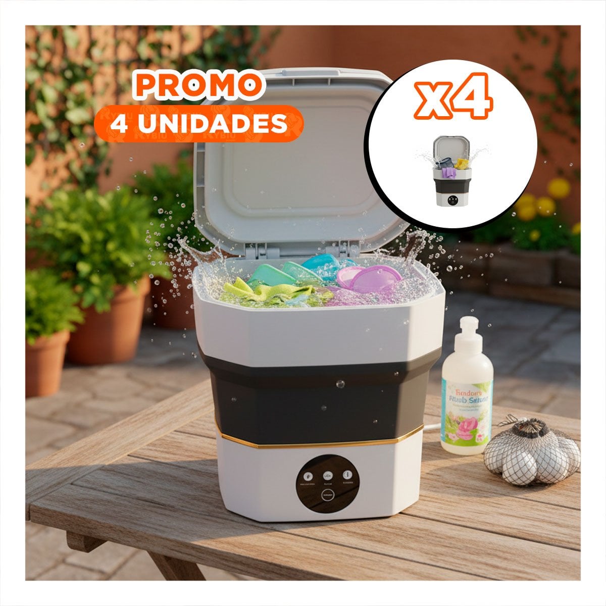 PACK4 MAQUINA PEQUENA DE LAVADO NEGRO Y BLANCO PARA HOGAR 26X26X24,5 CM YREGALO STICKER - 1