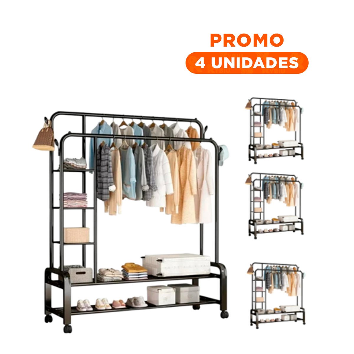 PACK4 MUEBLE DE COCINA CON COMPARTIMENTOS PARA GUARDAR OBJETOS NEGRO YREGALO STICKER - 1