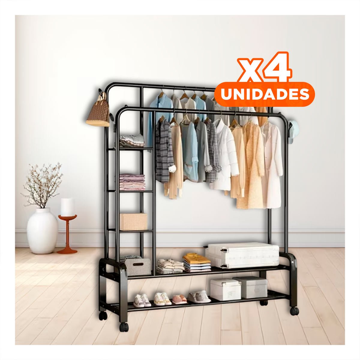 PACK4 ORGANIZADOR PARA COCINA CON DIVISIONES Y ESTILO MINIMALISTA NEGRO Y+PAPEL REGALO - 1