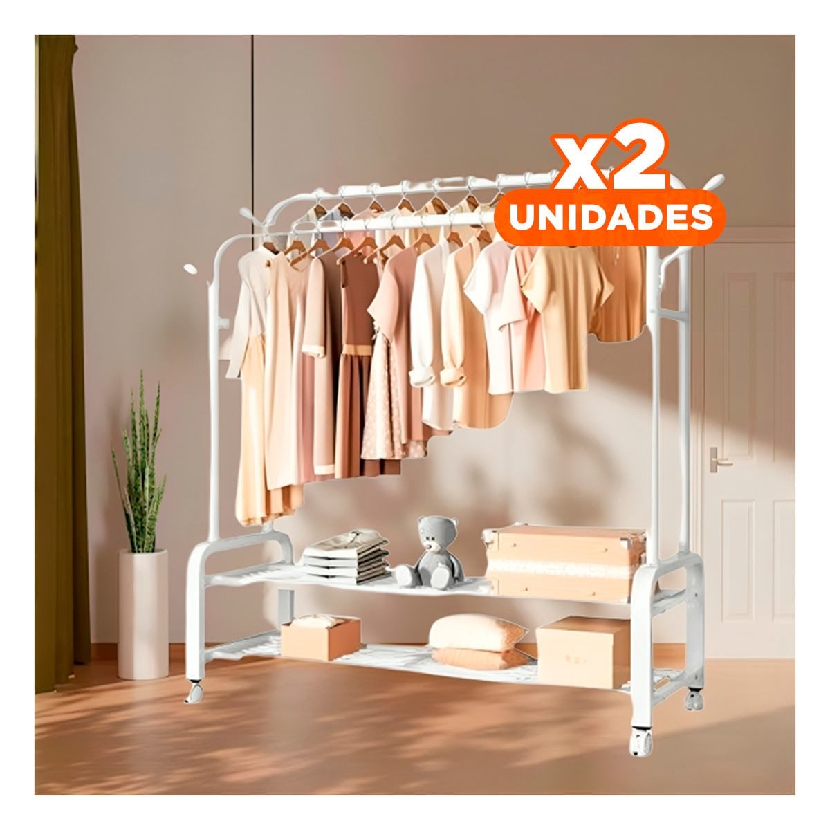 PACK2 ANAQUEL MULTIFUNCIONAL CON DIVISIONES LATERALES Y 2 NIVELES BLANCO YREGALO STICKER - 1