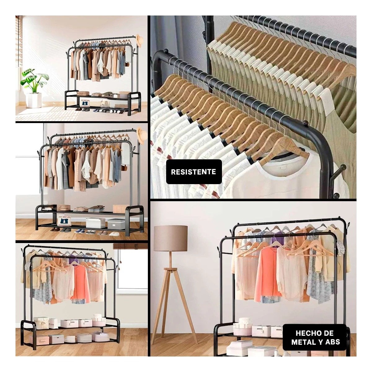PACK2 REPISA COLGADOR DOBLE NEGRO CON 2 NIVELES PARA SALA DE ESTAR Y+PAPEL REGALO - 3