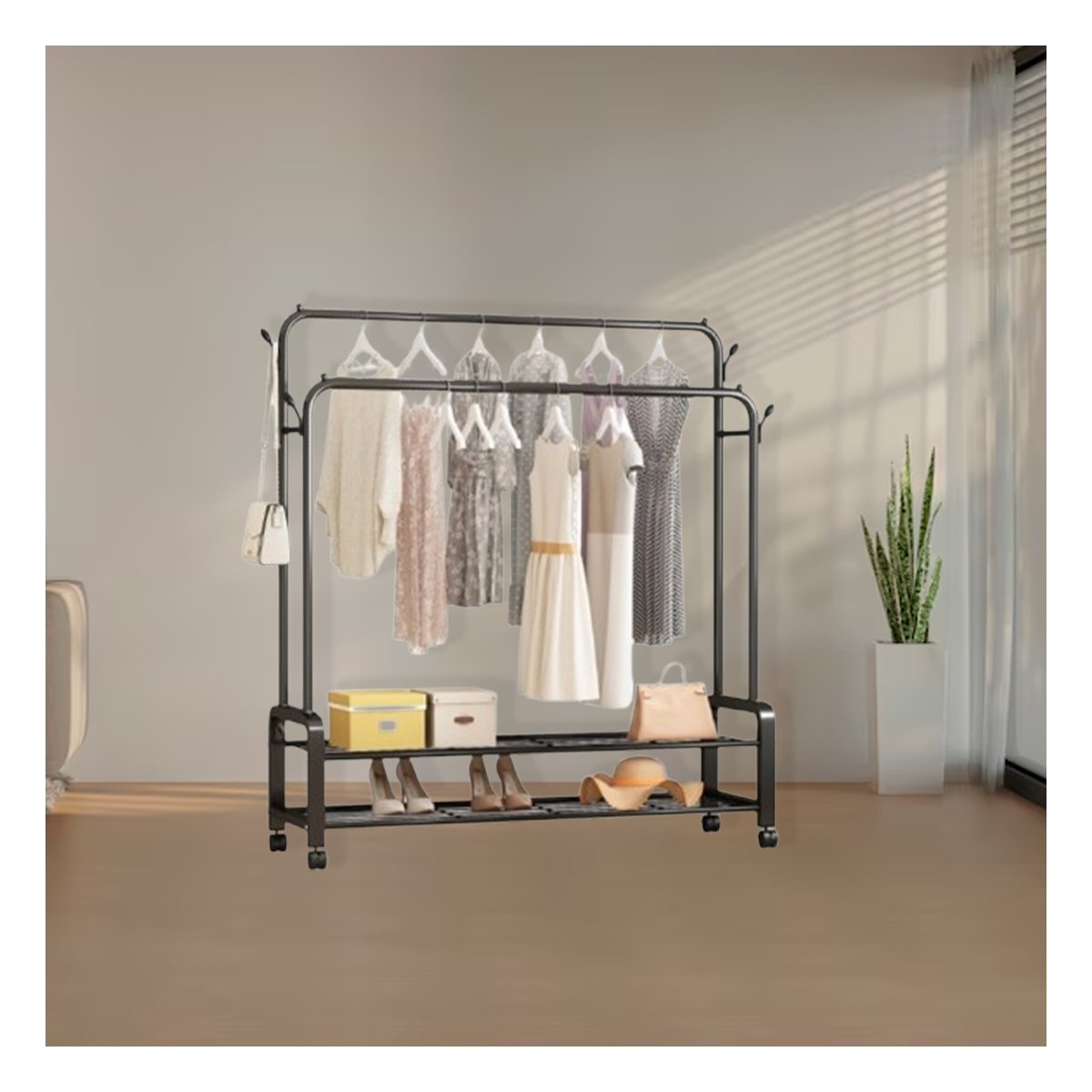 PACK2 ORGANIZADOR VERSATIL PARA COCINA CON 2 NIVELES INFERIORES Y RUEDAS NEGRO - 2