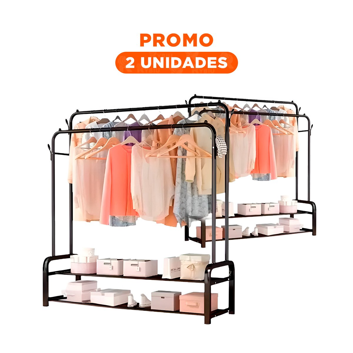 PACK2 PANEL PERCHERO DOBLE NEGRO CON 2 NIVELES PARA SALA - 1