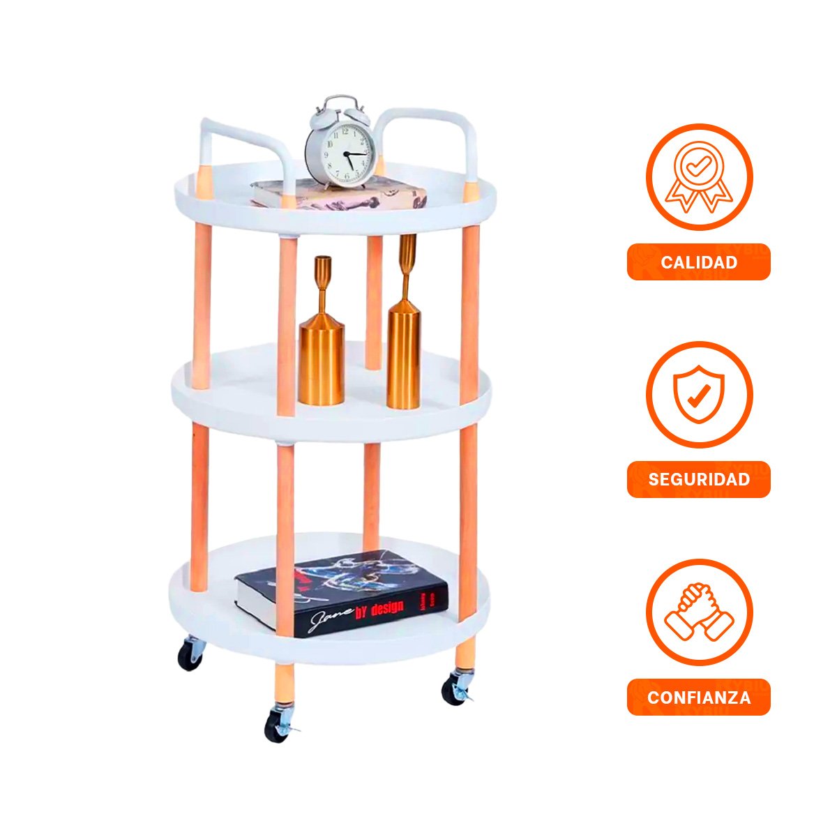 SOPORTE 3 NIVELES CIRCULAR CON ASA BLANCO PARA USO EN CASA Y+LIGAS REGALO - 4