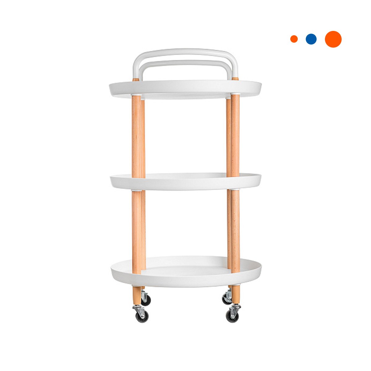PACK4 MESA CARRITO 3 NIVELES CIRCULAR CON ASA BLANCO PARA COCINA OFICINA Y SALA YPAPEL REGALO - 3
