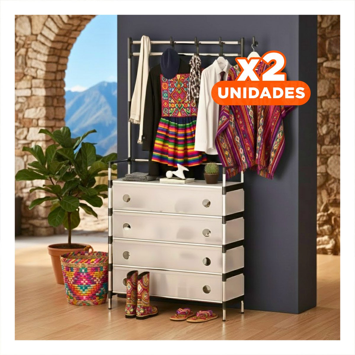 PACK2 ZAPATERA CON PERCHERA CERRADA PARA AMBIENTES DE CASA Y HOGAR - 1
