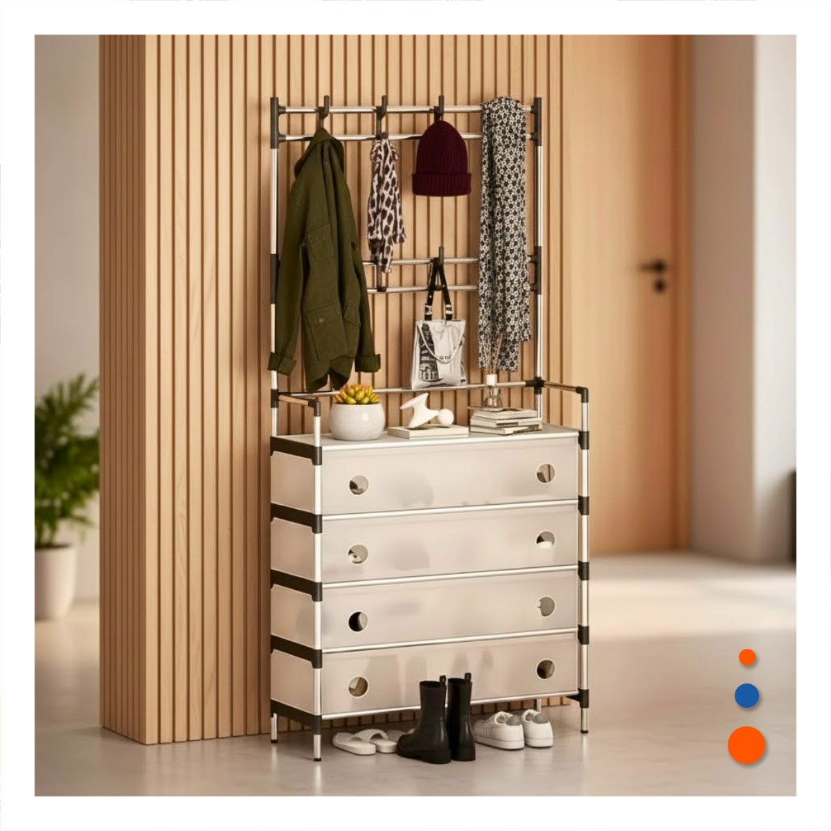 PACK2 ZAPATERA CON PERCHERA CERRADA PARA AMBIENTES DE CASA Y HOGAR - 2