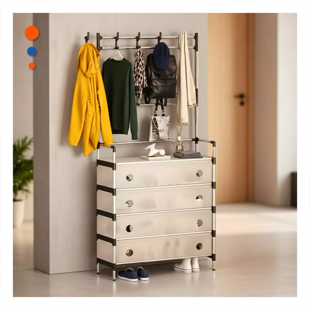 PACK2 ZAPATERA CON PERCHERA CERRADA PARA AMBIENTES DE CASA Y HOGAR - 3