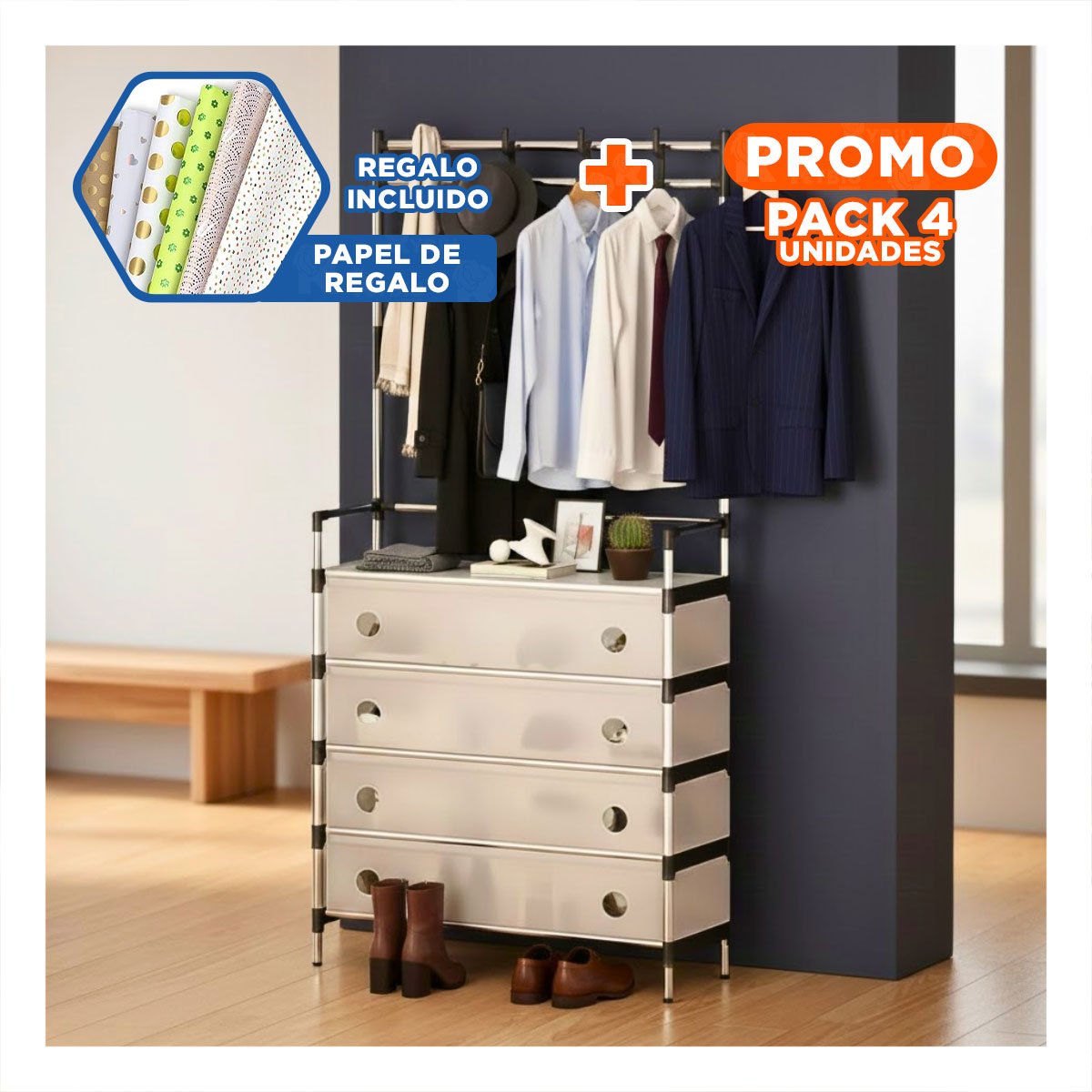 PACK4 SISTEMA CERRADO PARA CALZADO Y ROPA DE USO INTERIOR EN CASA Y HOGAR YPAPEL REGALO - 1