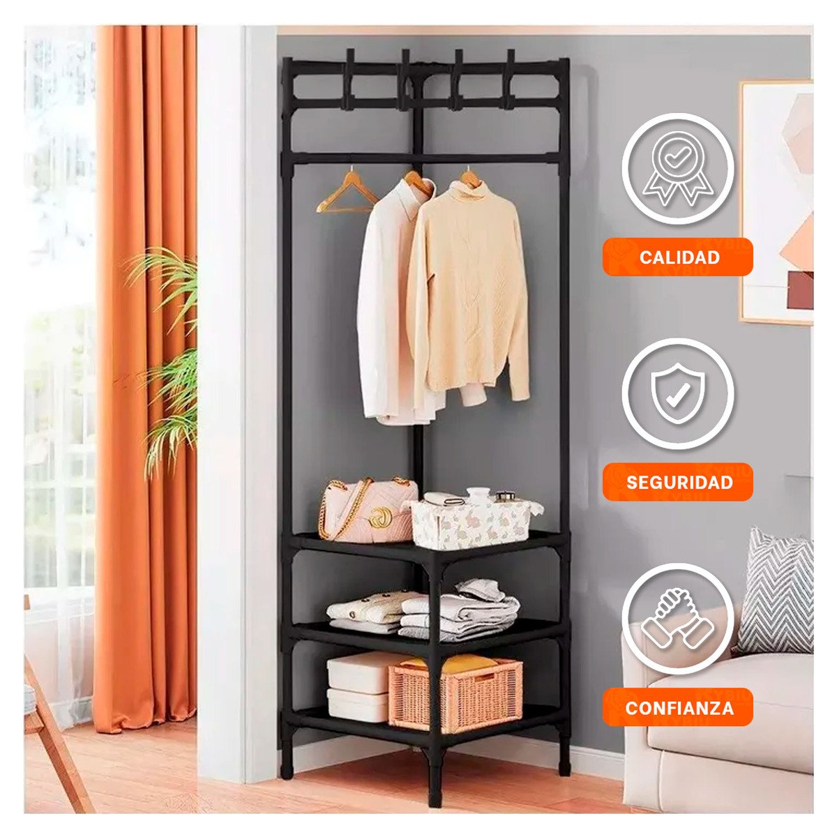 PACK4 SOPORTE ORGANIZADOR CON ZAPATERA Y PERCHERA PARA HOGAR Y CASA CON USO INTERIOR - 2