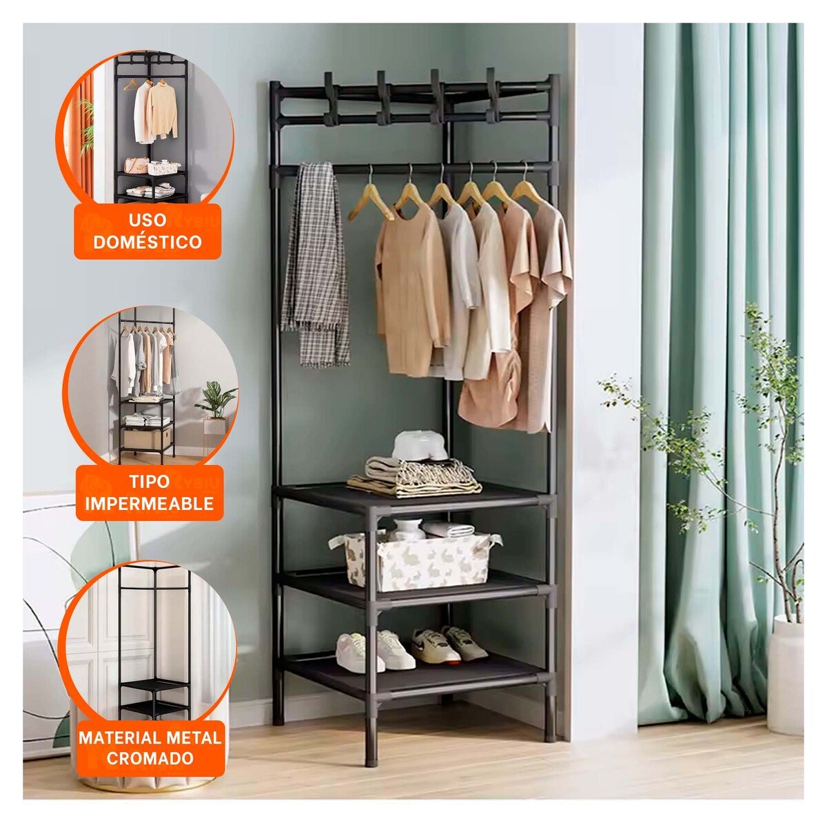 PACK2 SOPORTE VERTICAL CON ZAPATERA Y PERCHERA PARA CASA Y HOGAR CON PRACTICIDAD - 4