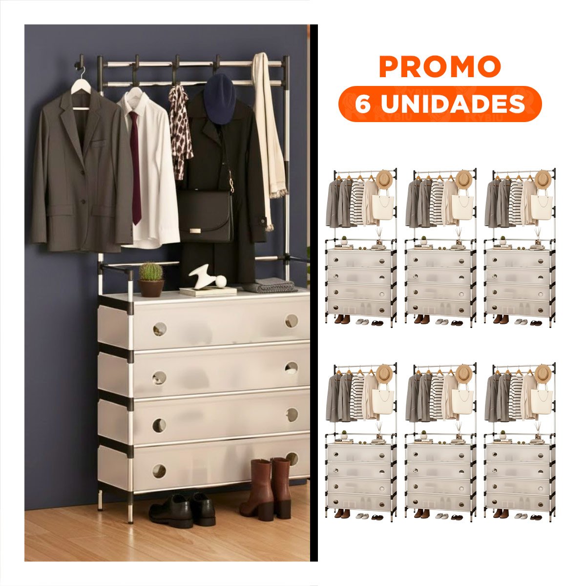 PACK6 ZAPATERA CERRADA CON PERCHERA PARA DORMITORIO ENTRADA O ZONA INTERIOR - 1