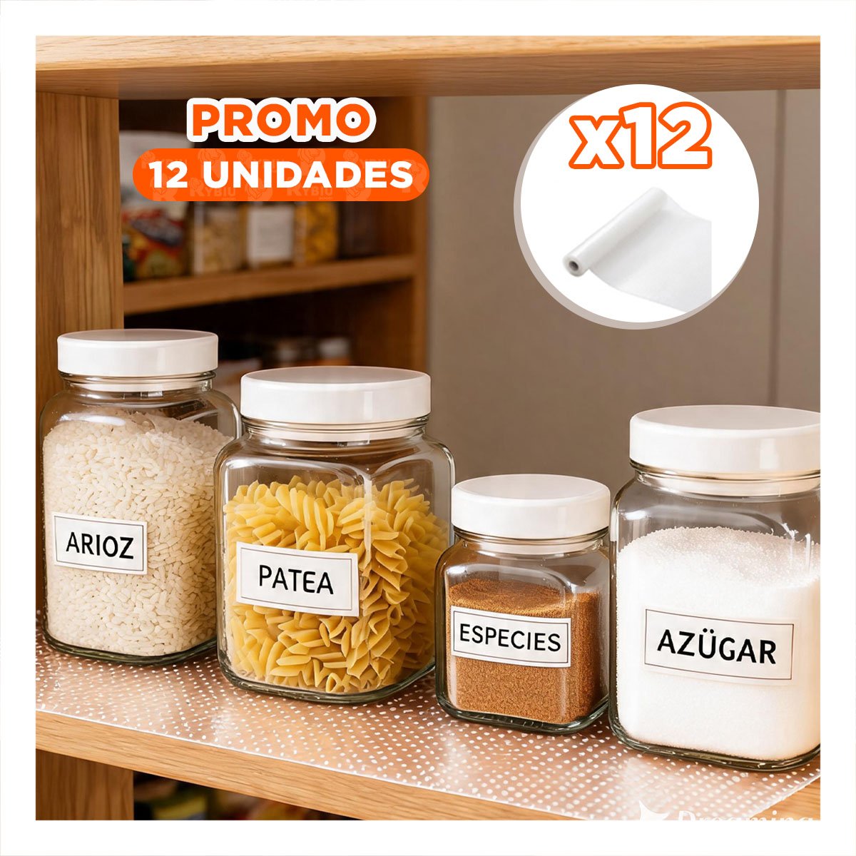 PACK12 ALFOMBRA DE COCINA CON BLANCO TRANSLUCIDO ANTIDESLIZANTE 150X45CM - 1